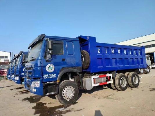 Tipo de transmisión manual 6×4 rueda motriz Sinotruck HOWO camión de descarga azul 10 neumáticos